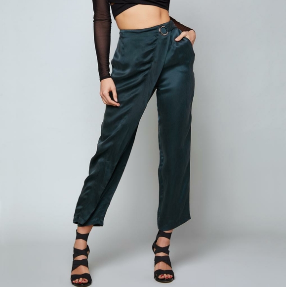 bebe Pants - BEBE Amy Cupro Cropped Wrap Pants Sz 4